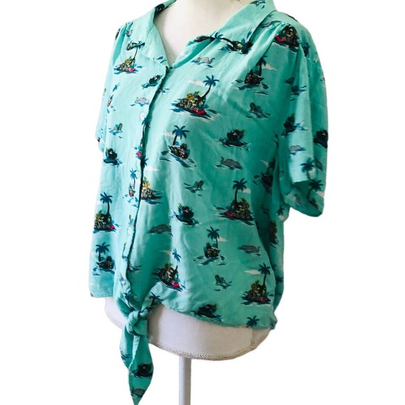 Disney Mickey Mouse PLUTO Donald Duck Island Safari Tie Shirt 3XL Her Universe - Picture 11 of 12